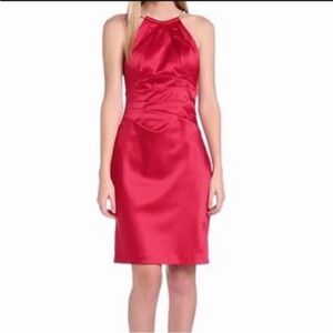 Eliza J red cocktail dress w/gold chain halter